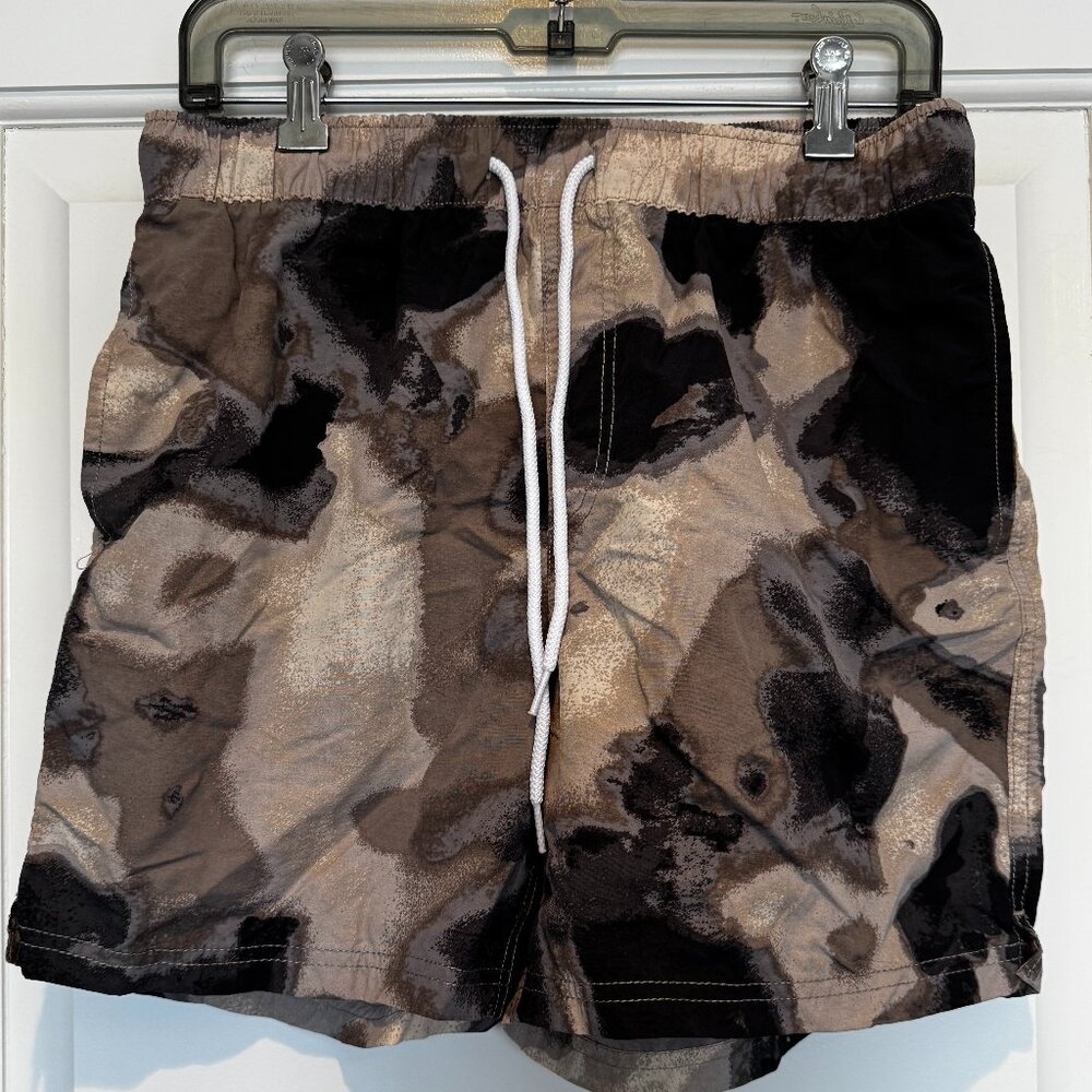 Urban Outfitters Mens Medium Tan and Black Swim Shorts